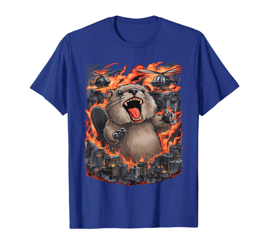 Chubby Giant Beaver Kaiju Monster City Destruction Funny T-Shirt