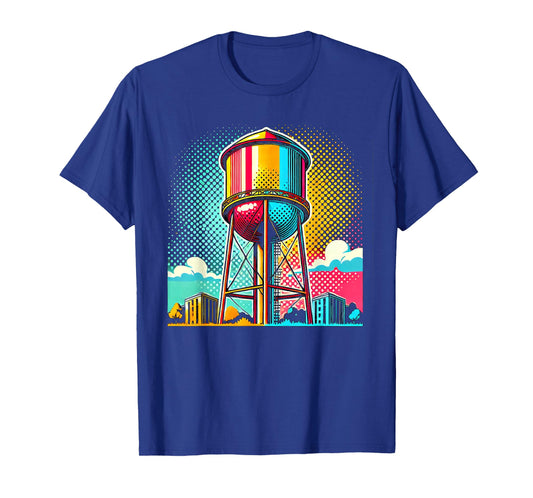 Pop Art Water Tower Colorful Urban Design T-Shirt