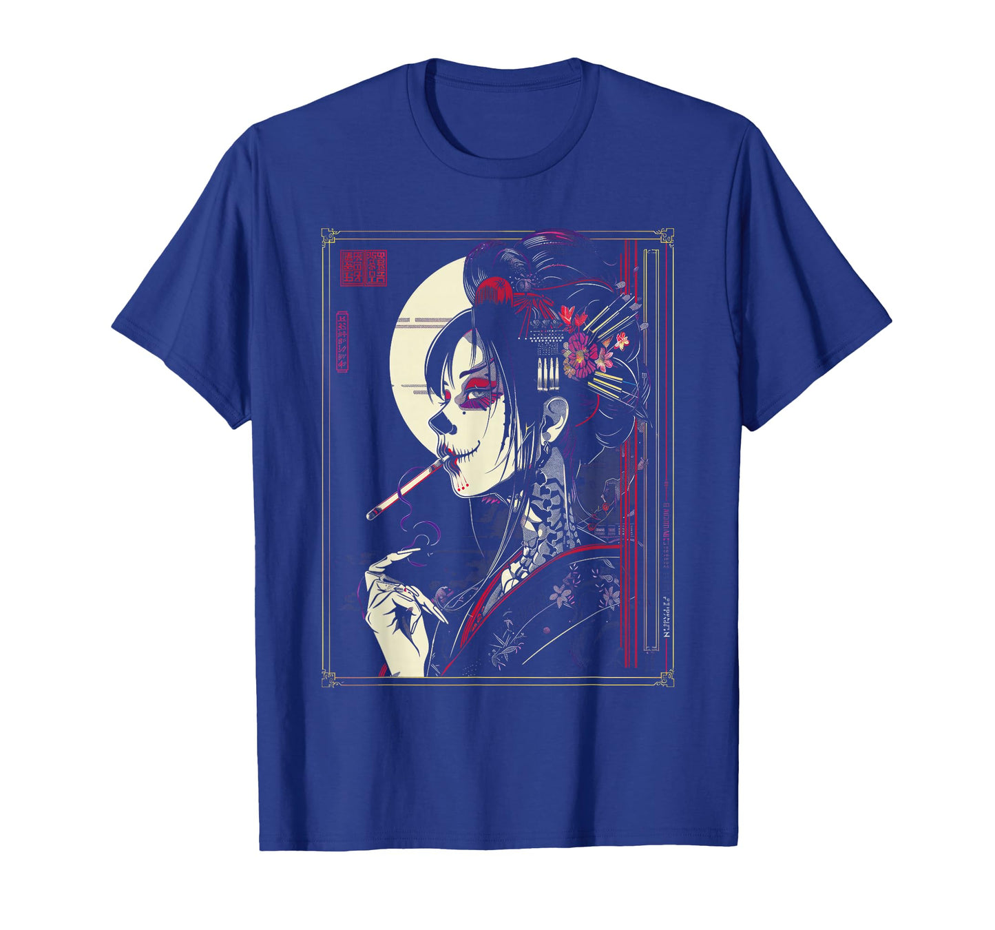 Anime Japanese Goth Cyberpunk City Geisha Art Vintage T-Shirt