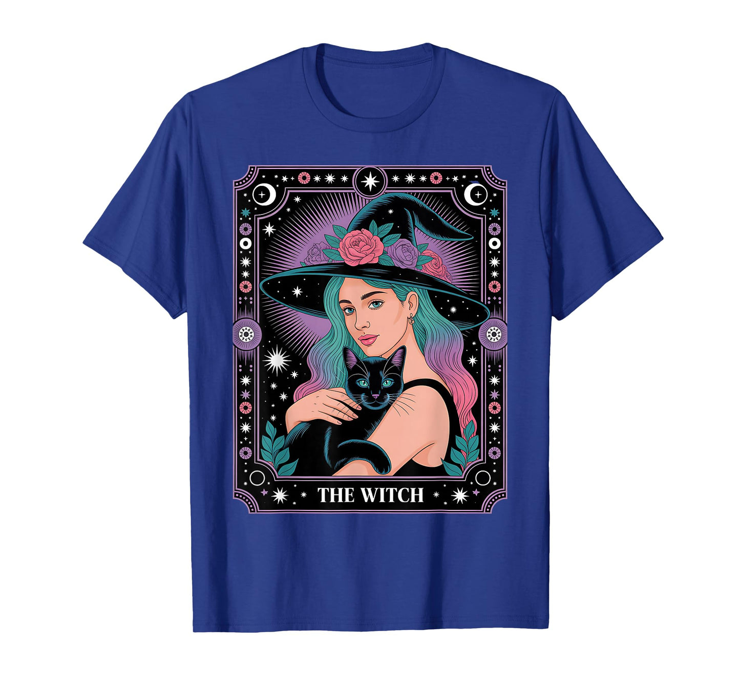 The Witch Cat Card Witch Vintage Gothic Halloween T-Shirt