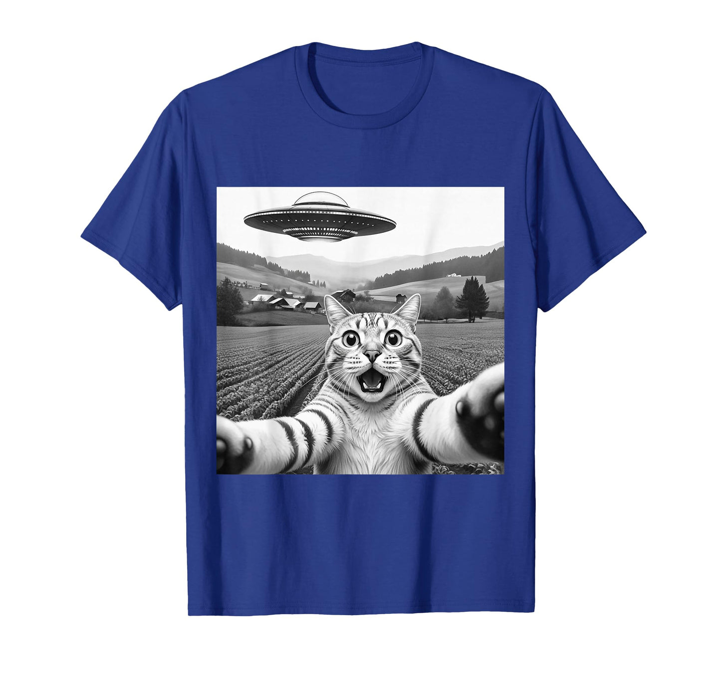 Cat Selfie with Alien UFO Funny Cat T-Shirt