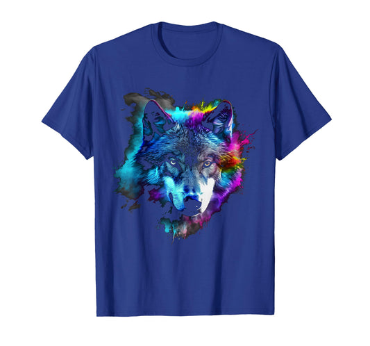 Wolf Art Colourful Animal Motif Artwork Wolf T-Shirt