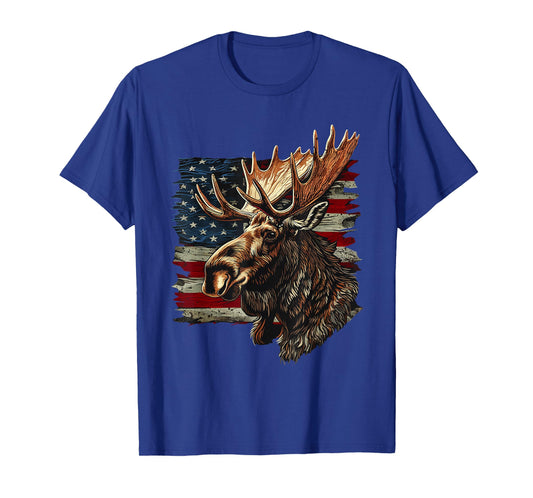 Moose Patriotic 4th Of July USA American Flag T-Shirt