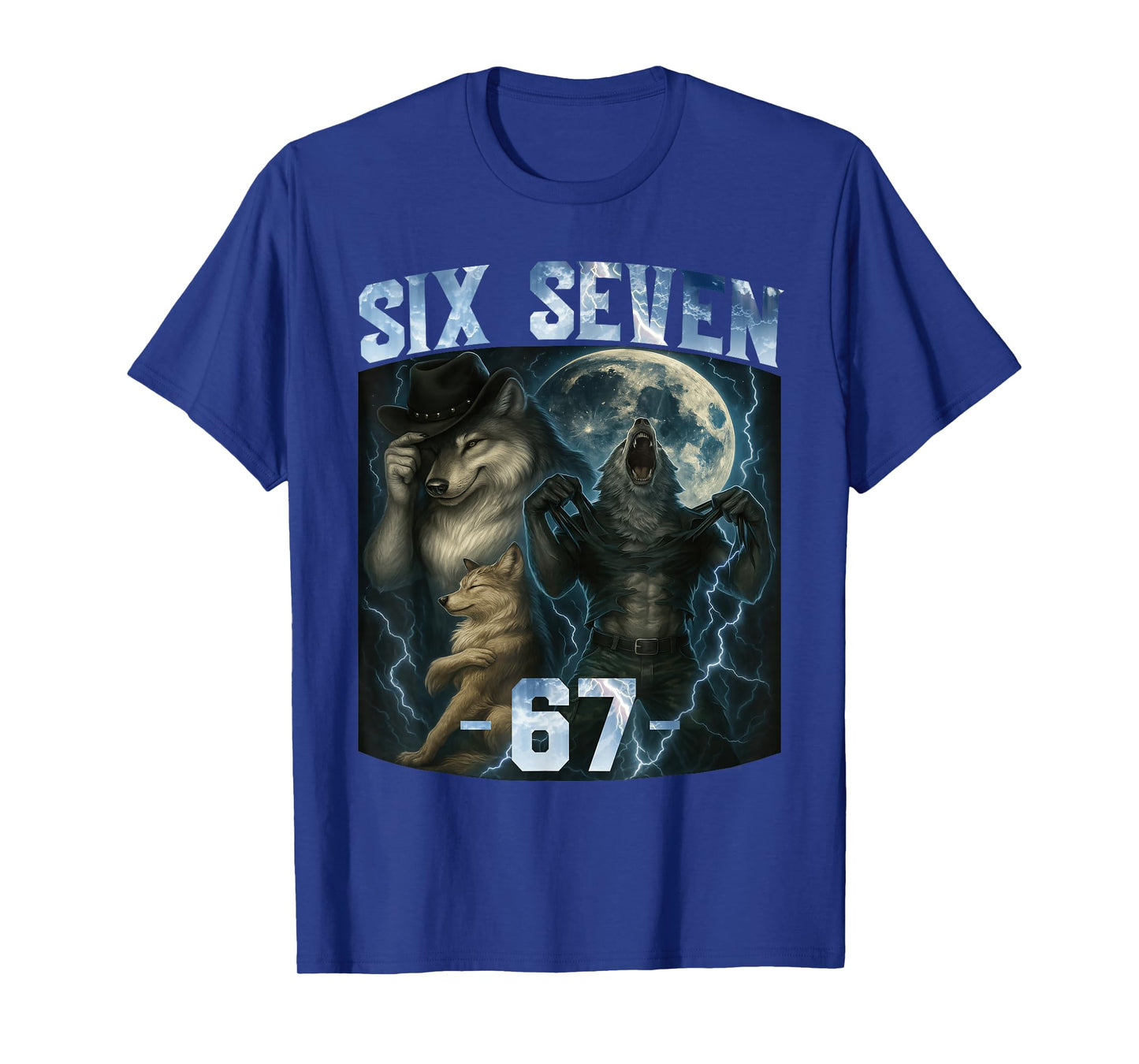 67 Alpha Wolf Meme Funny Graphic Tee Six Seven Humor Gen Z T-Shirt