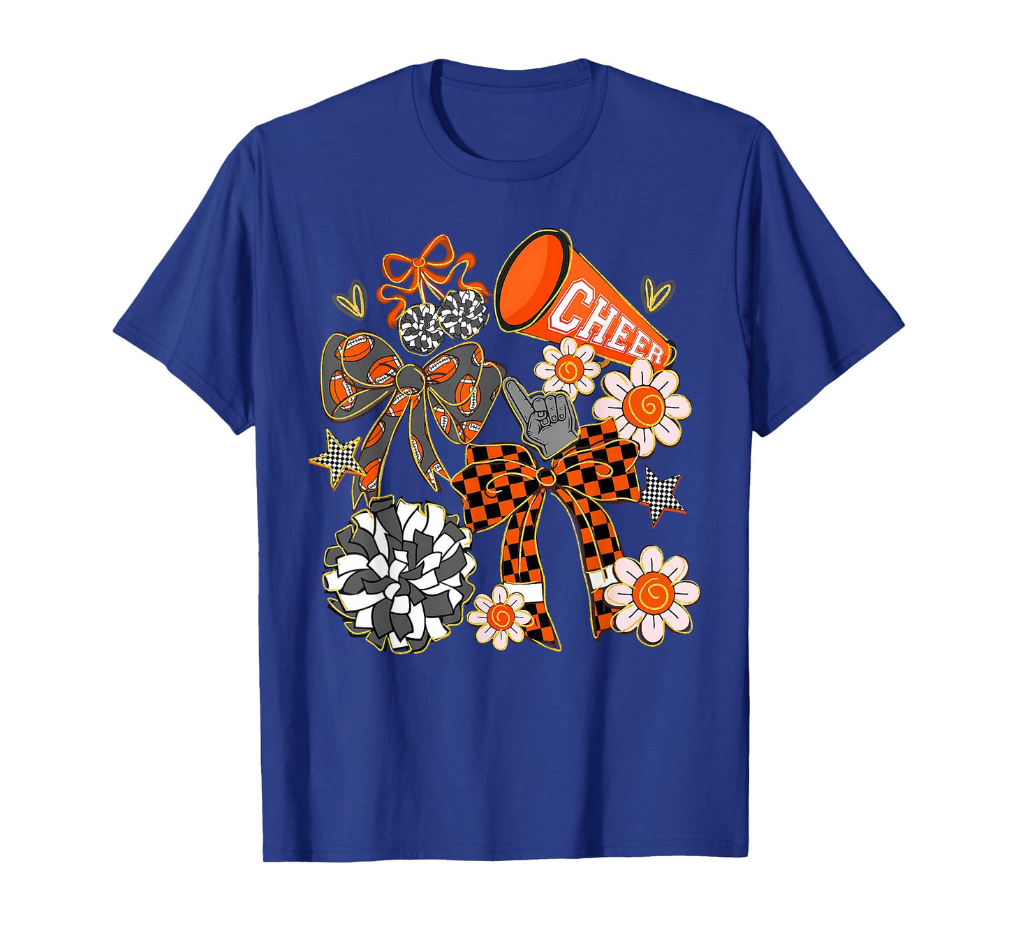 Coquette Cheer Bow Sport Cheerleader Orange Game Day T-Shirt