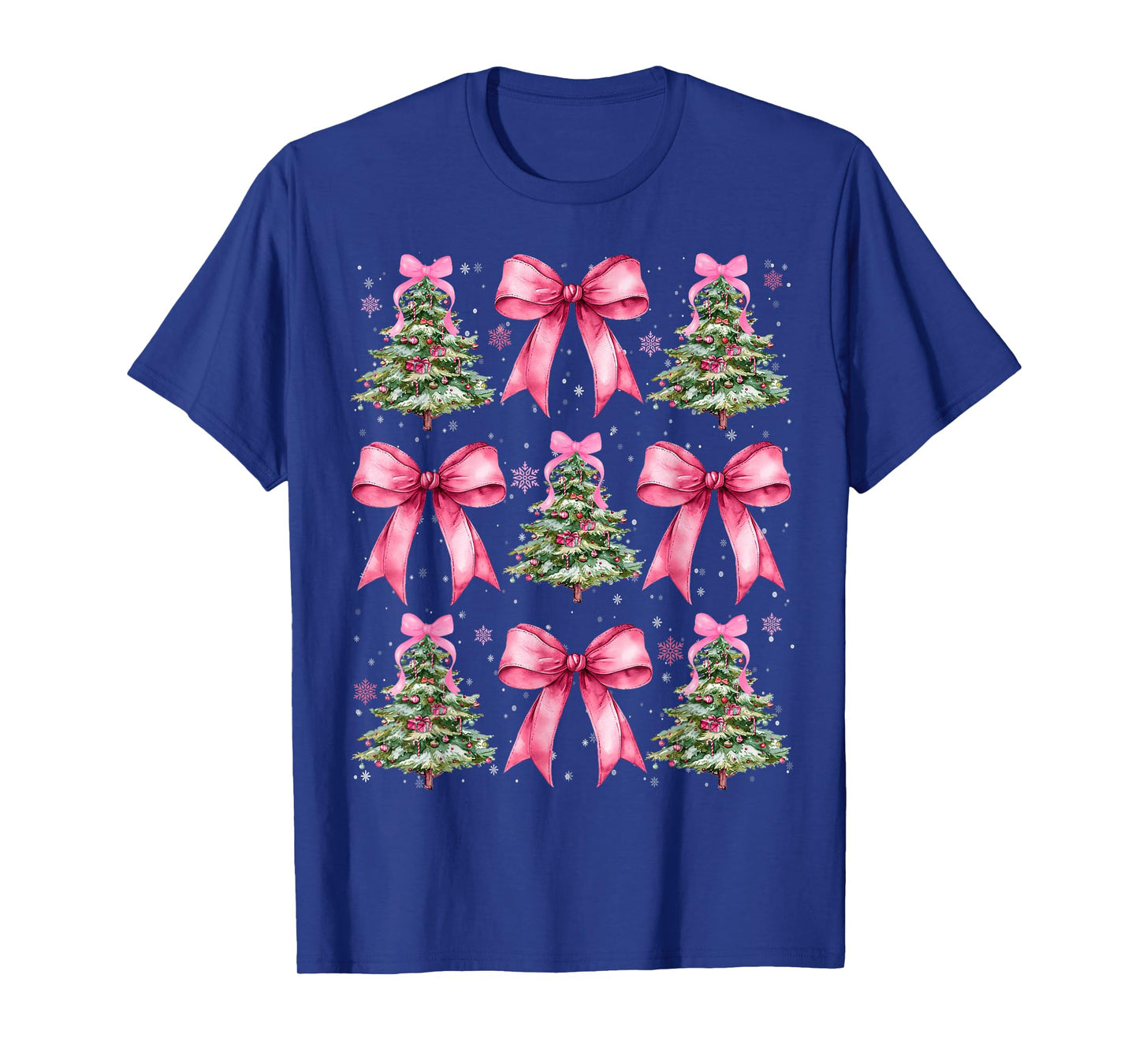 Pink Coquette Bow Xmas Holiday Christmas Tree Girl Women T-Shirt