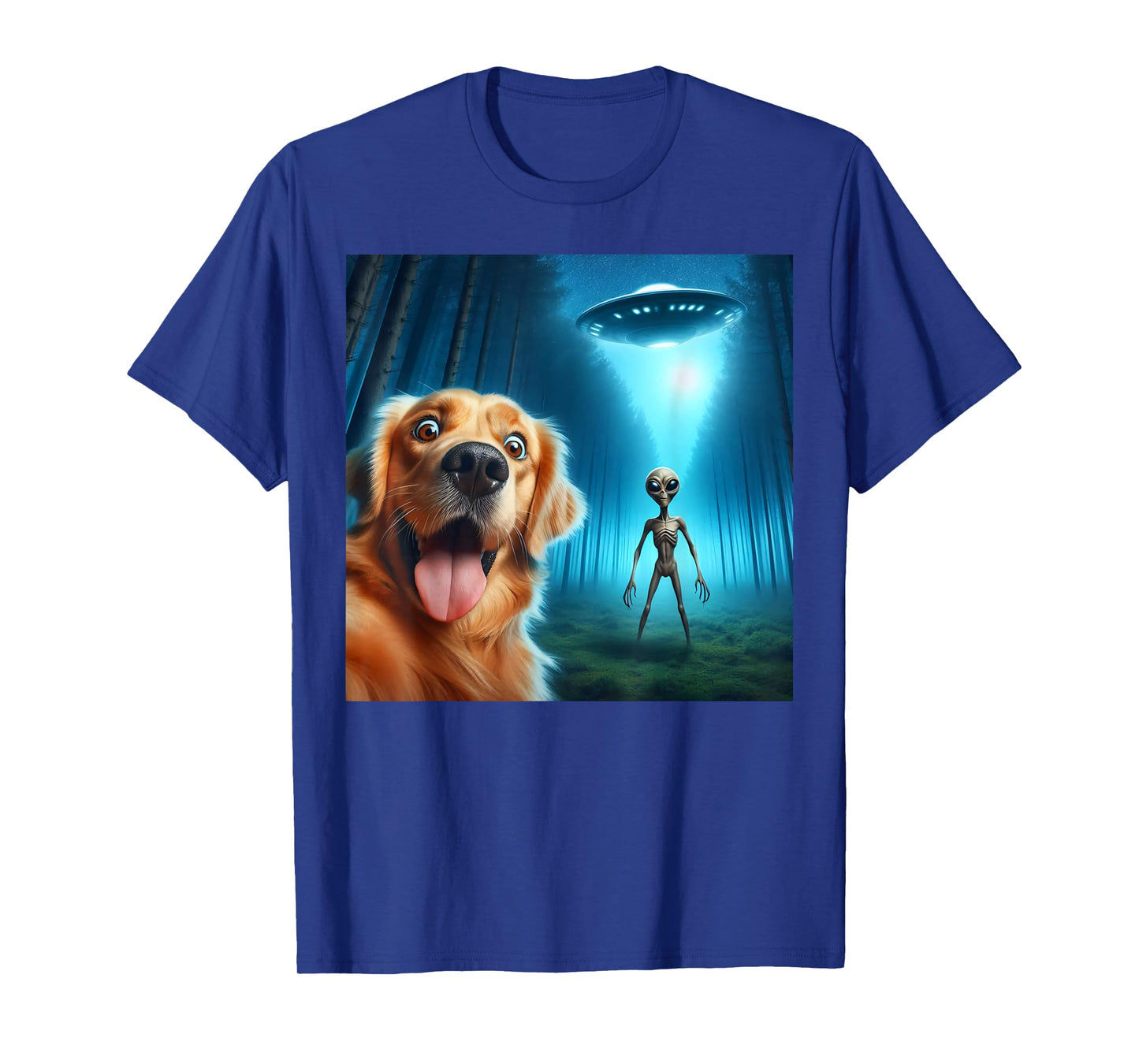 Golden retriever Selfie alien UFO funny T-Shirt