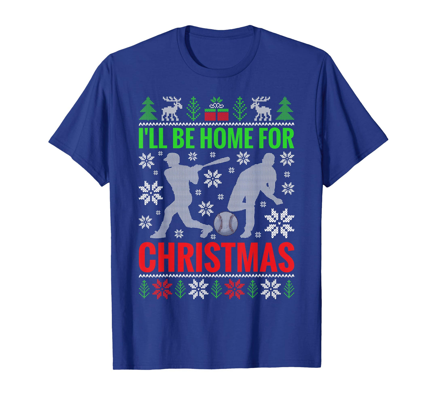 I'll Be Home for Christmas Baseball Funny Xmas T-Shirt