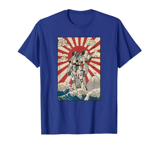 Japanese Mecha Anime Robot Kanagawa Great Wave Manga T-Shirt