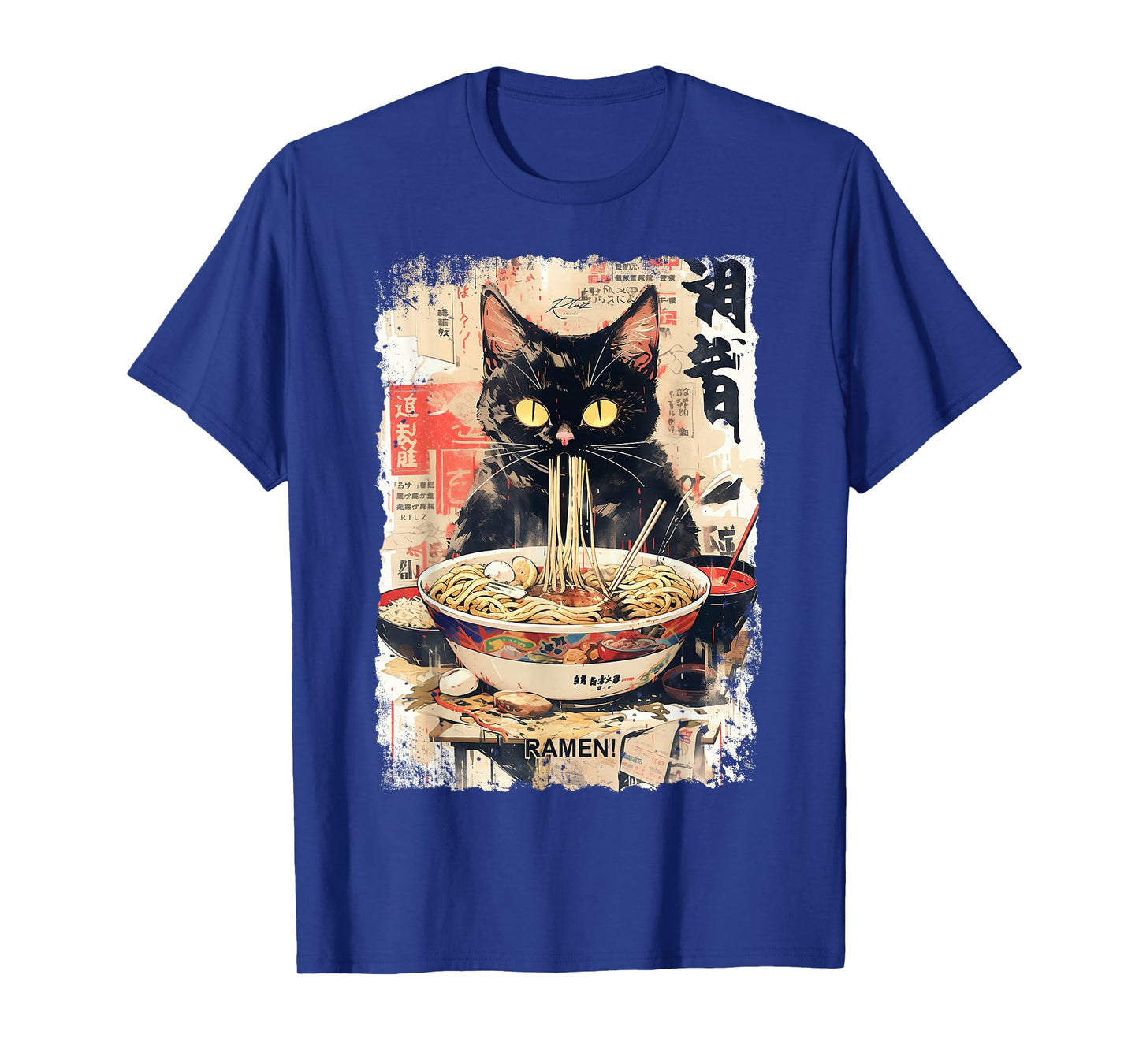 Ramen Noodles Cat Japan Y2K Kawaii Retro Cats Manga Anime T-Shirt