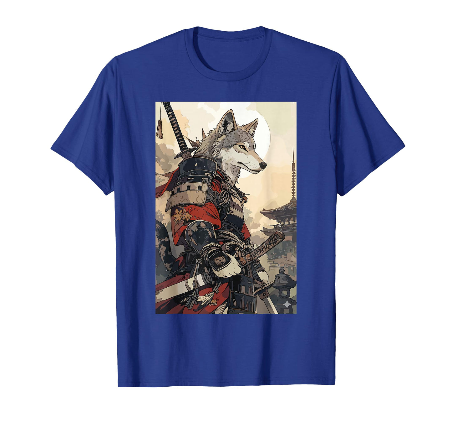 Samurai Wolf Shirts for Women Men Vintage Graphic Japanese T-Shirt