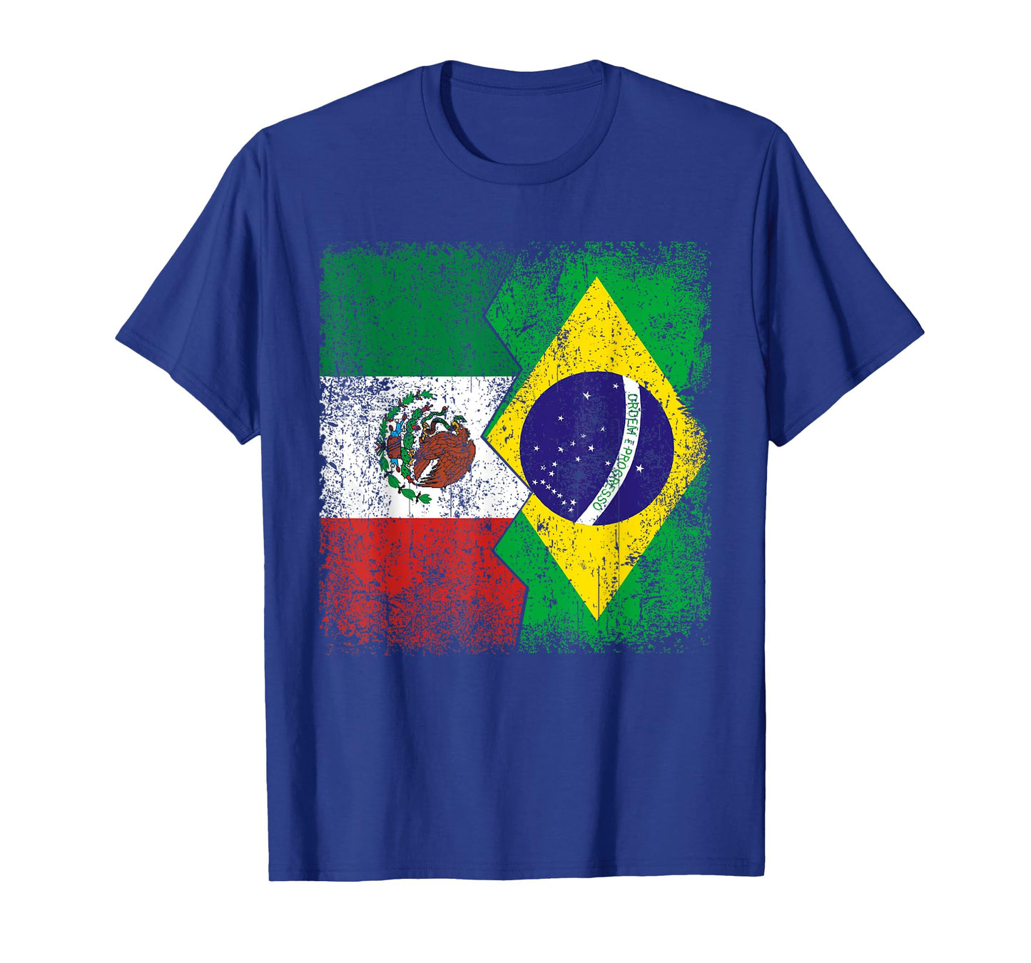 Brazilian Roots | Half Mexican Flag | Mexico Brazil Flags T-Shirt