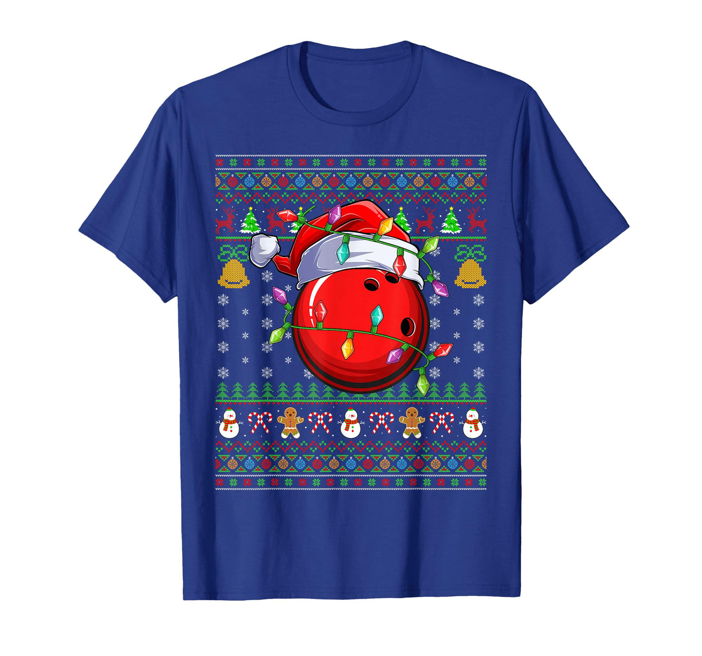 Bowling Ball Ugly Christmas Sweater Sports Player Funny Xmas T-Shirt