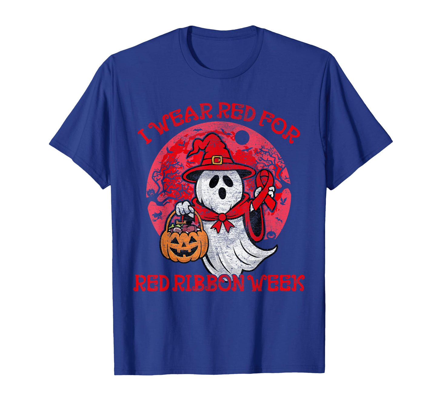 In October We Wear Red Halloween Red Ribbon Week Awareness T-Shirt