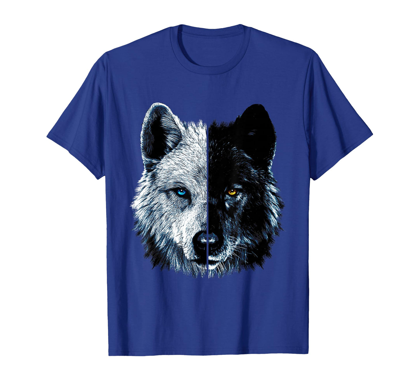 Polar And Black Two Face Wolf Split Face Magical Wolves T-Shirt
