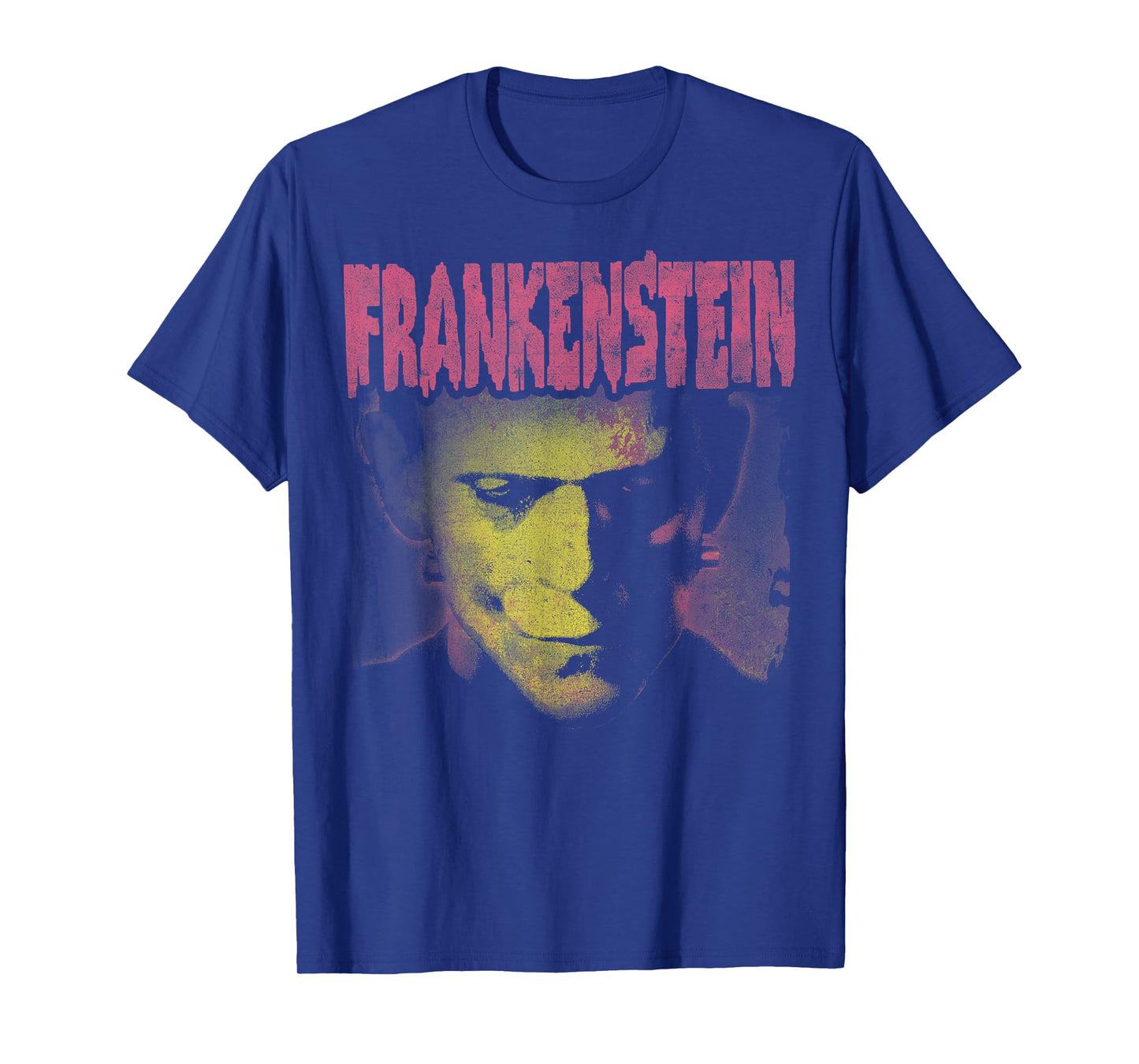 Universal Monsters Frankenstein Pink Splatter Portrait T-Shirt