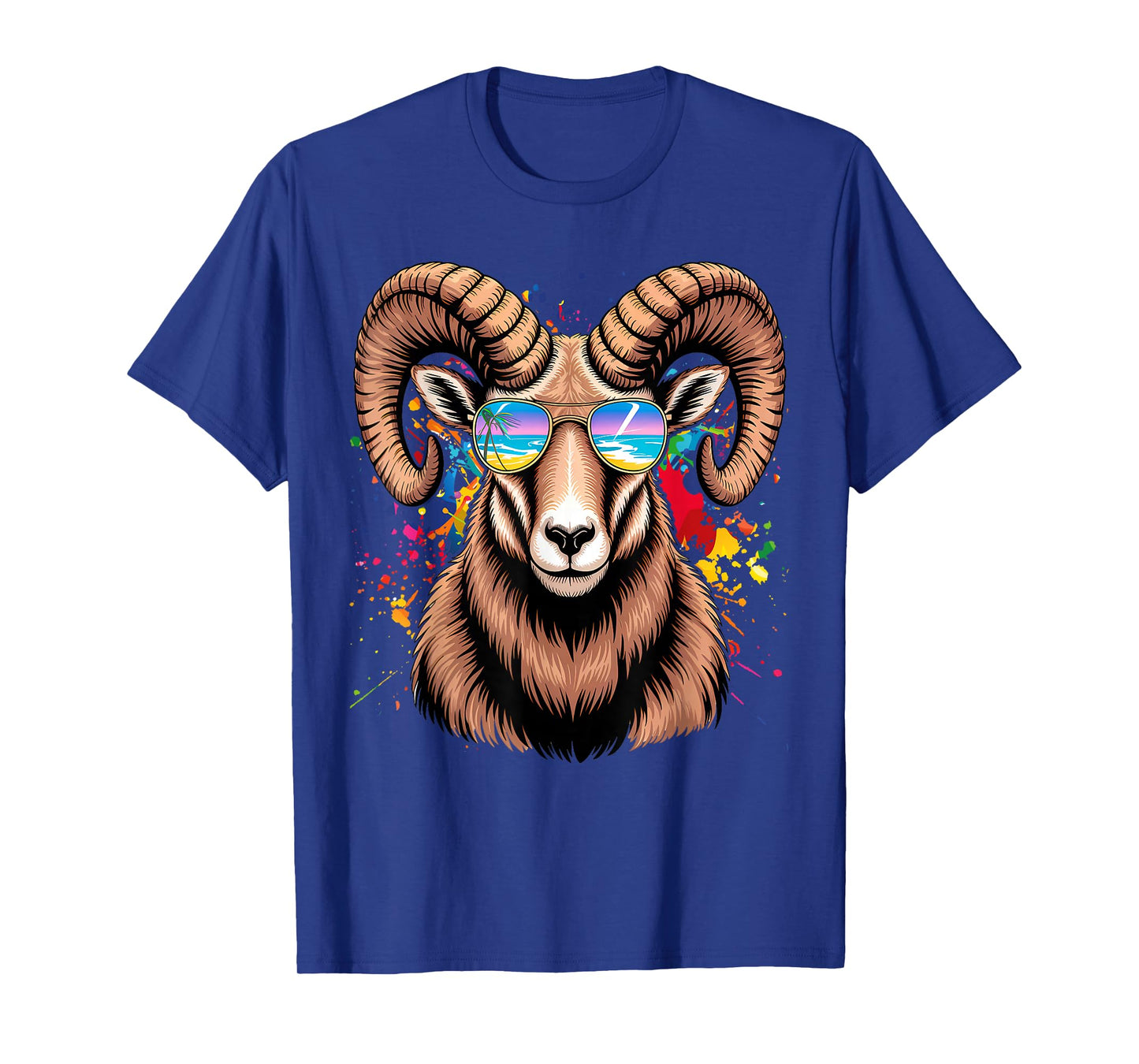 Womens RAM With Glasses Sunglasses Retro Style T-Shirt