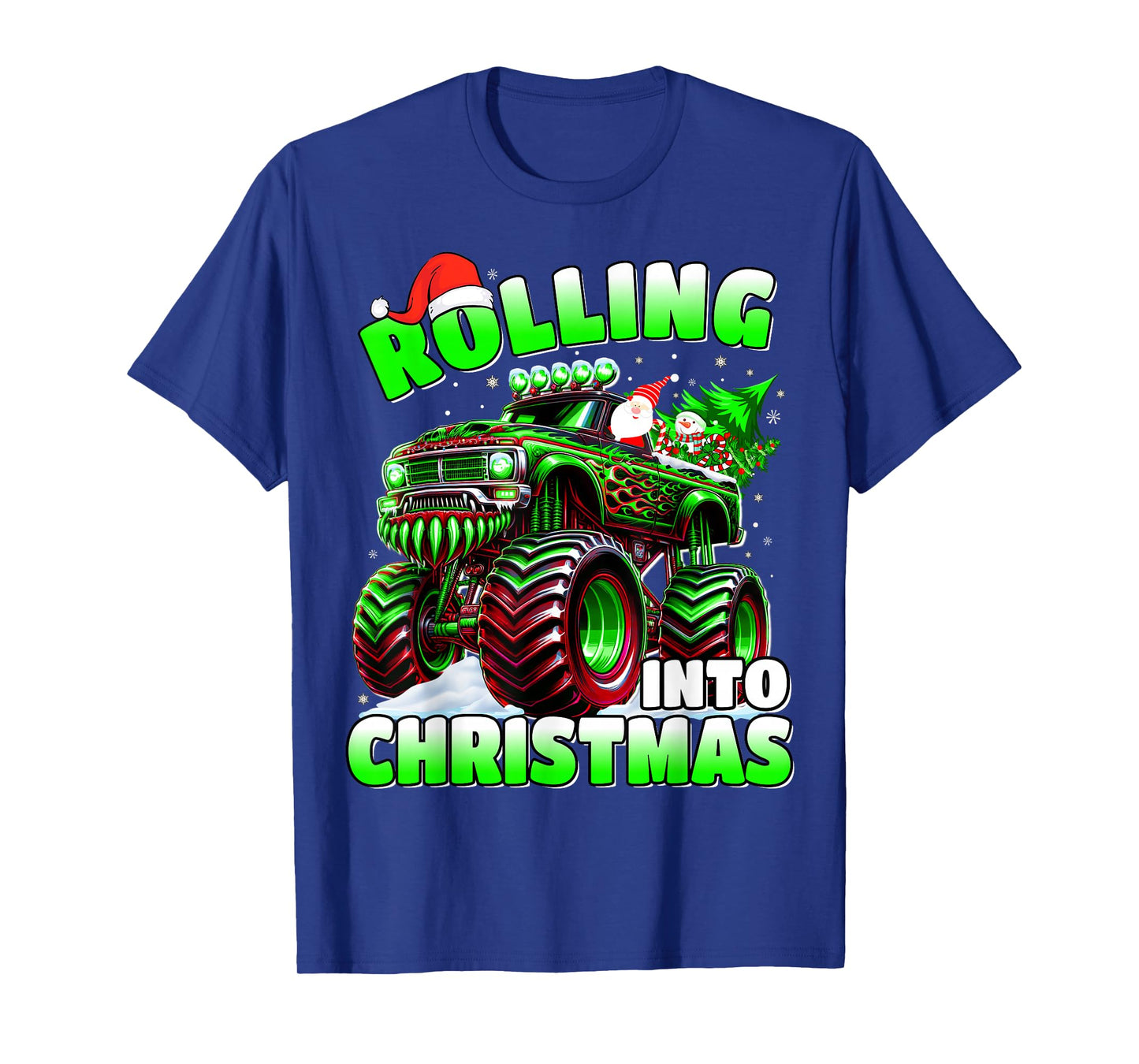 Rolling Into Christmas Monster Truck Holiday Boys T-Shirt