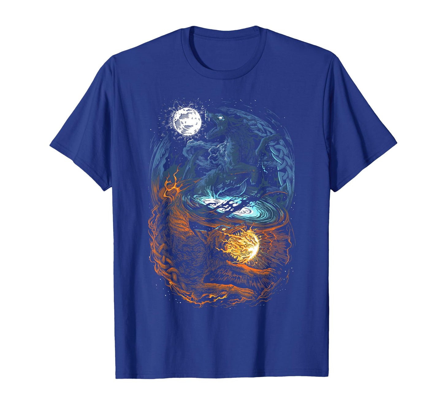 Hati and Skoll - Vikings Norse Mythology - Fenrir Wolf T-Shirt