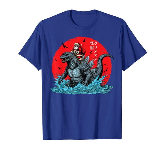 Christmas Santa Riding Japanese Monster Kaiju Santazilla T-Shirt