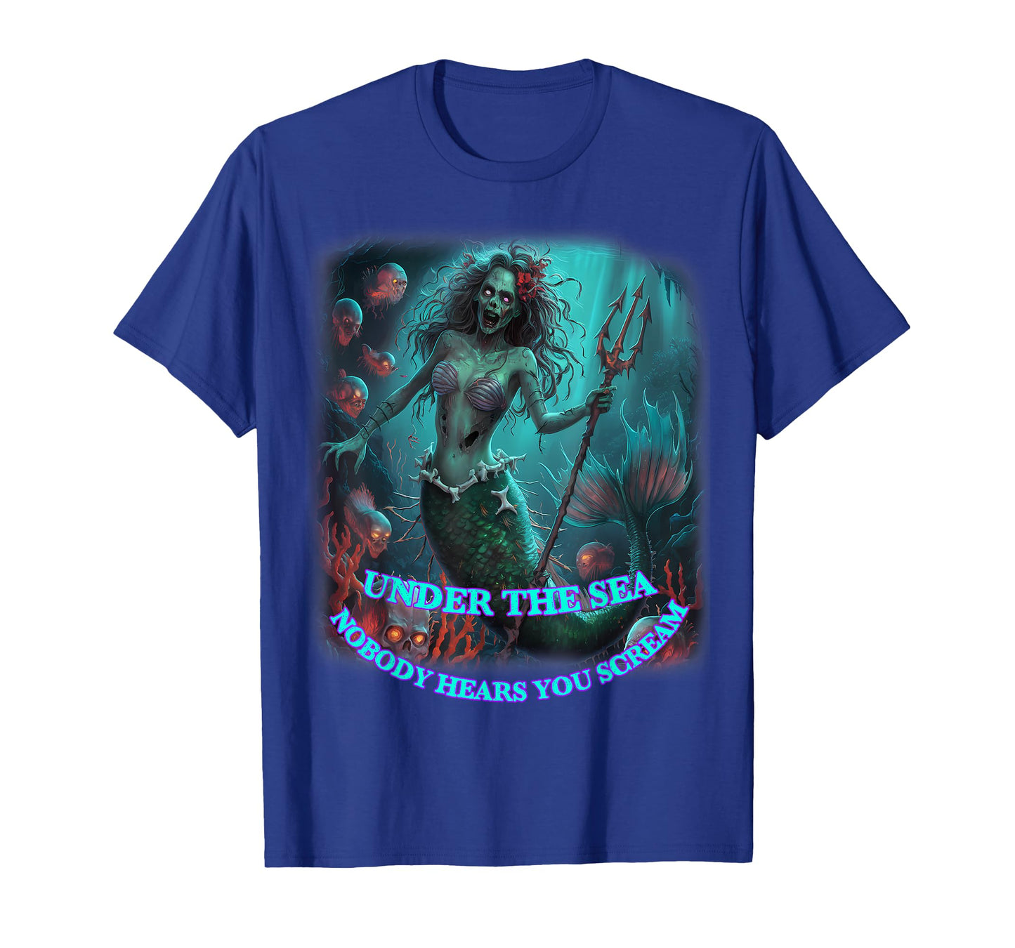 Zombie Mermaid Halloween Spooky Skulls Mermaids Fantasy T-Shirt