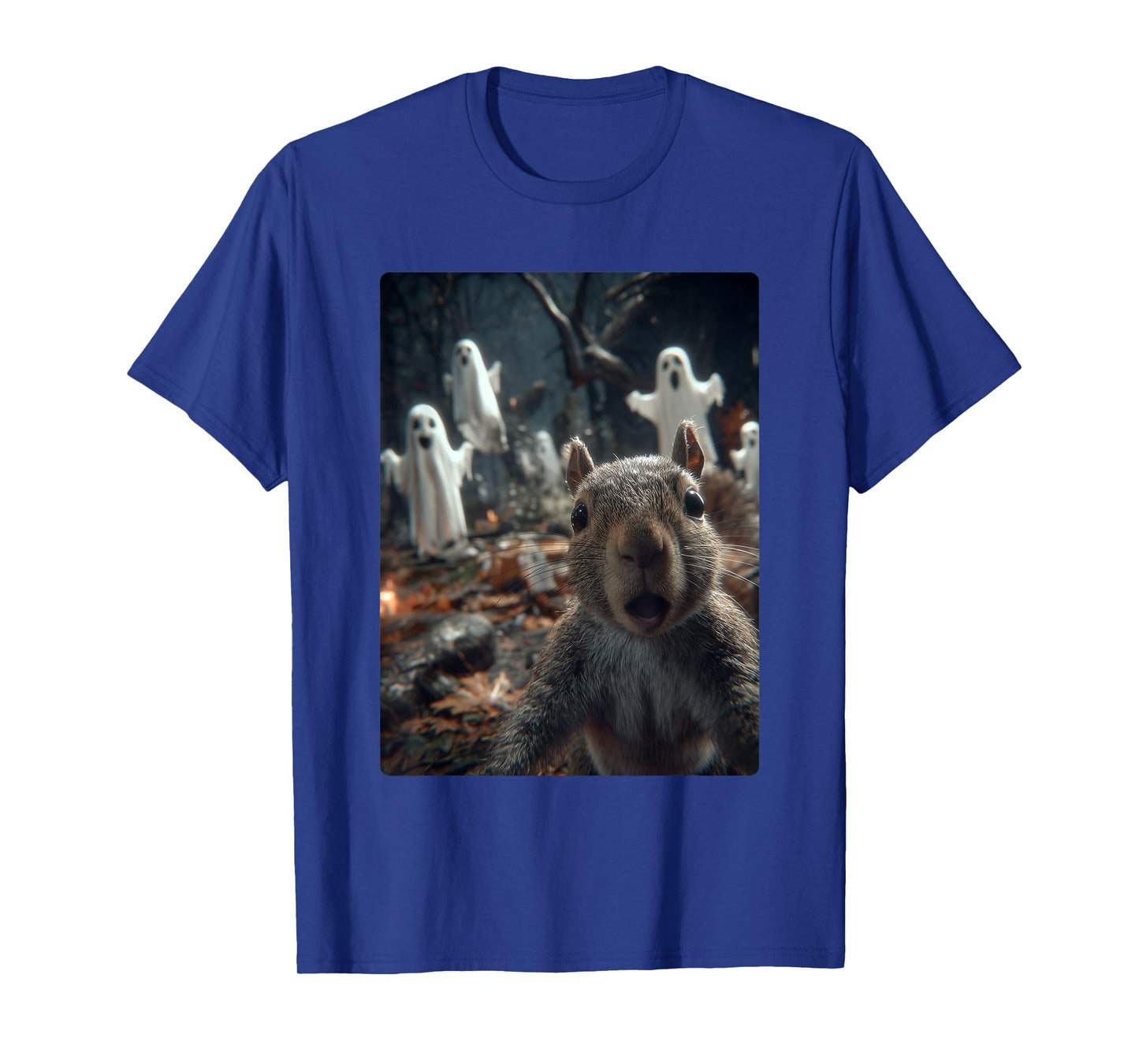 Funny Squirrel Selfie with Ghosts Haunted Forest Halloween T-Shirt