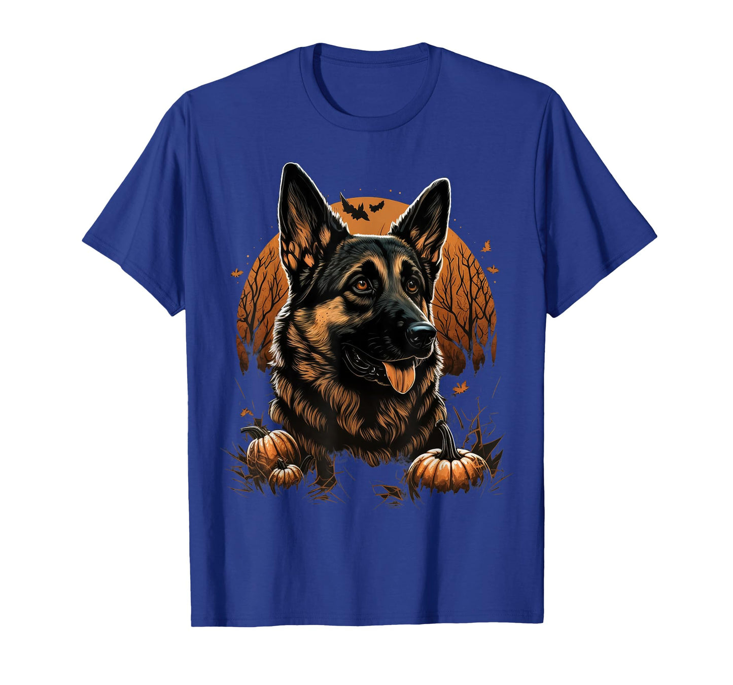 Pumpkin German Shepherd costume on German Shepherd Halloween T-Shirt