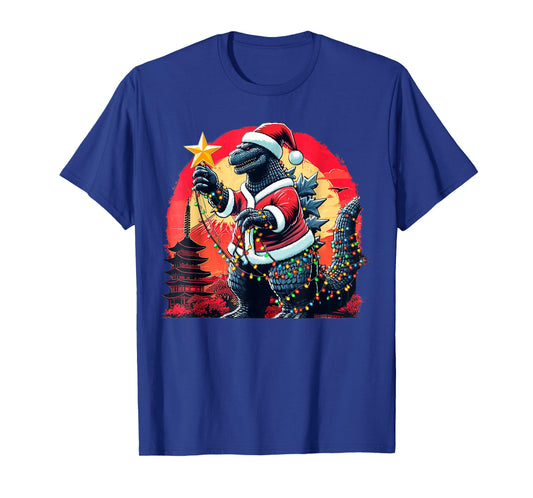 Kaiju Christmas Santazilla Japanese Monster Dinosaur Boys T-Shirt