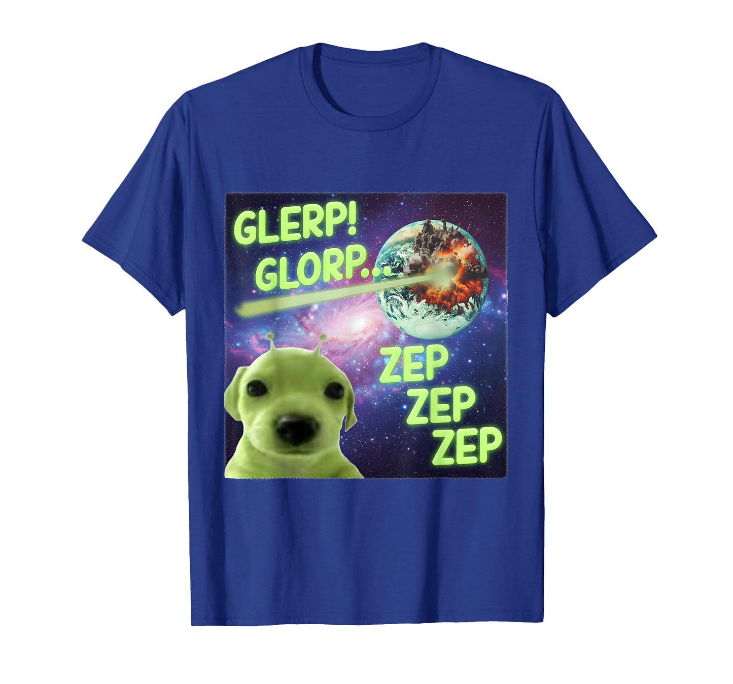 Alien Dog Meme GLERP GLORP Funny Space Laser Gift Men Women T-Shirt