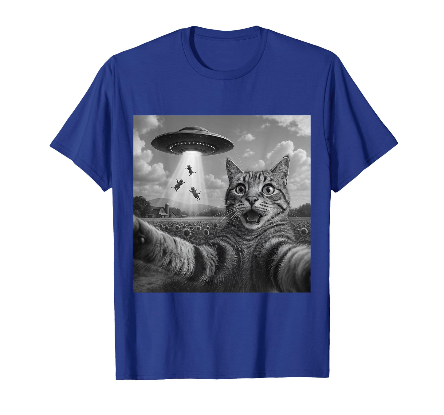 Alien Cat Selfie UFO Gifts Men Women Graphic Tees Funny Cat T-Shirt
