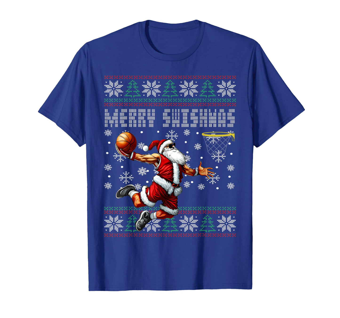 Merry Swishmas Basketball Ugly Christmas Xmas Men Boys Kids T-Shirt