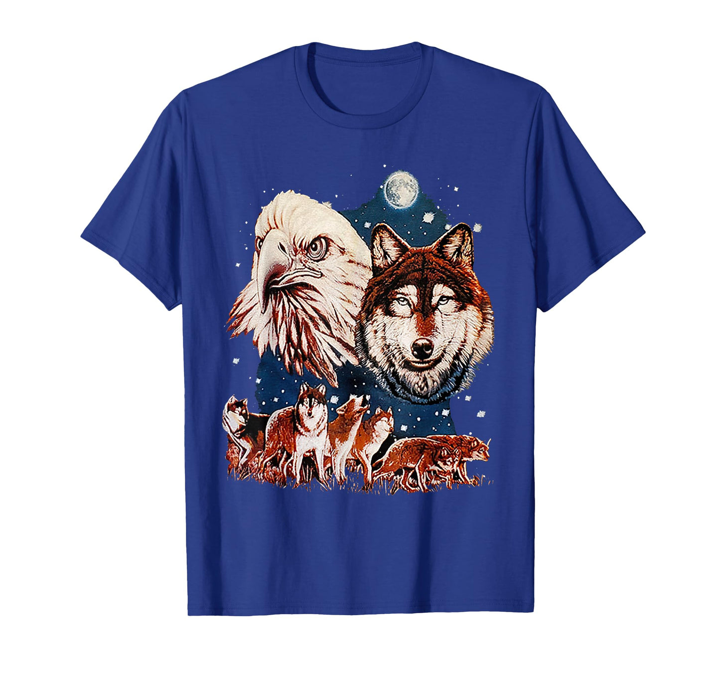Eagle and Wolf At Moon Vintage Wolf Tee T-Shirt