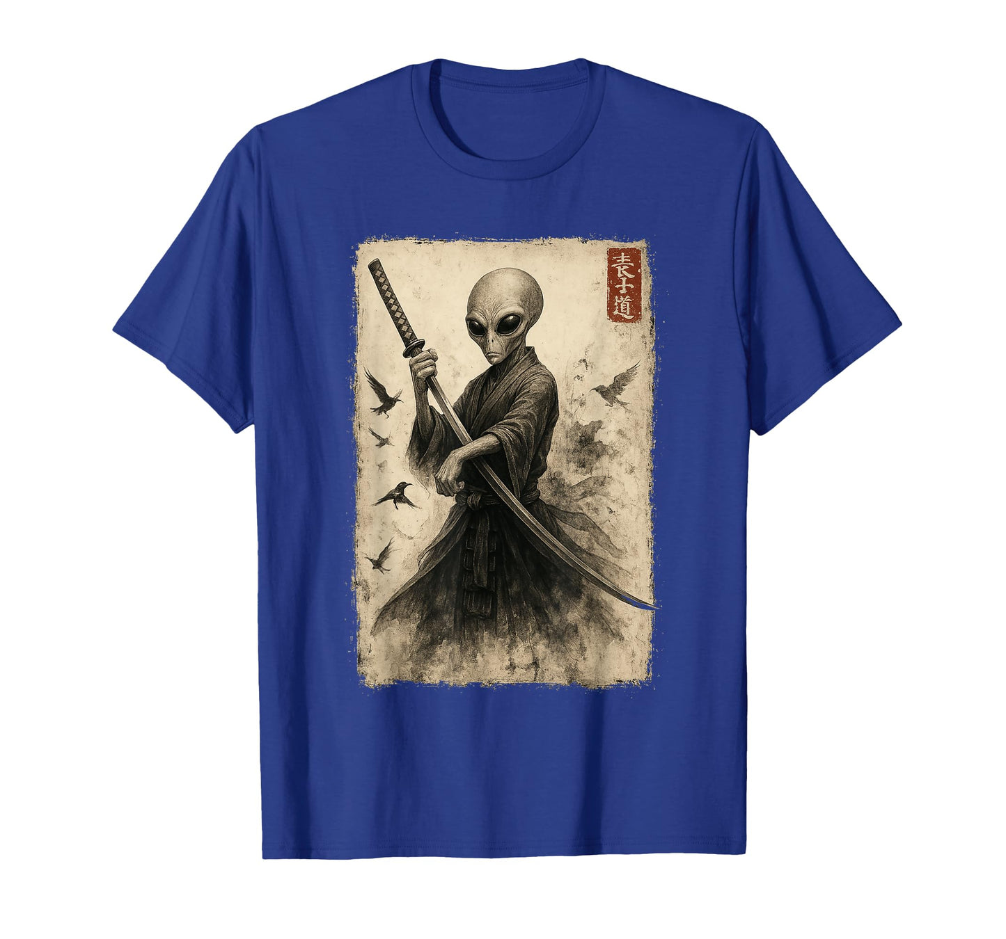 Samurai Ninja Alien Japanese Art Anime Ukiyo-e Graphic T-Shirt