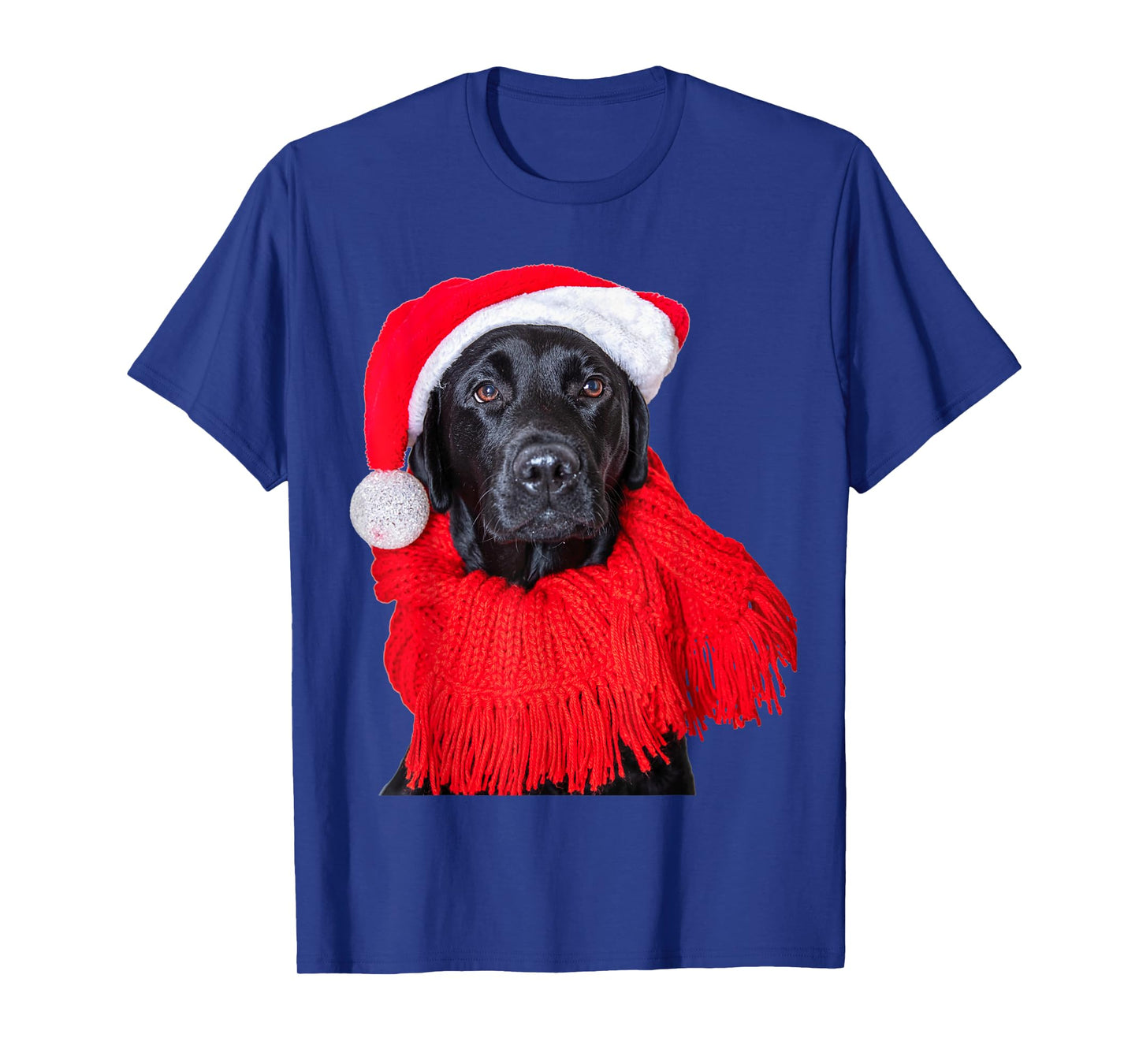 Black Lab Santa Hat Image Christmas Dog Labrador Retriever Men Women Kids T-Shirt
