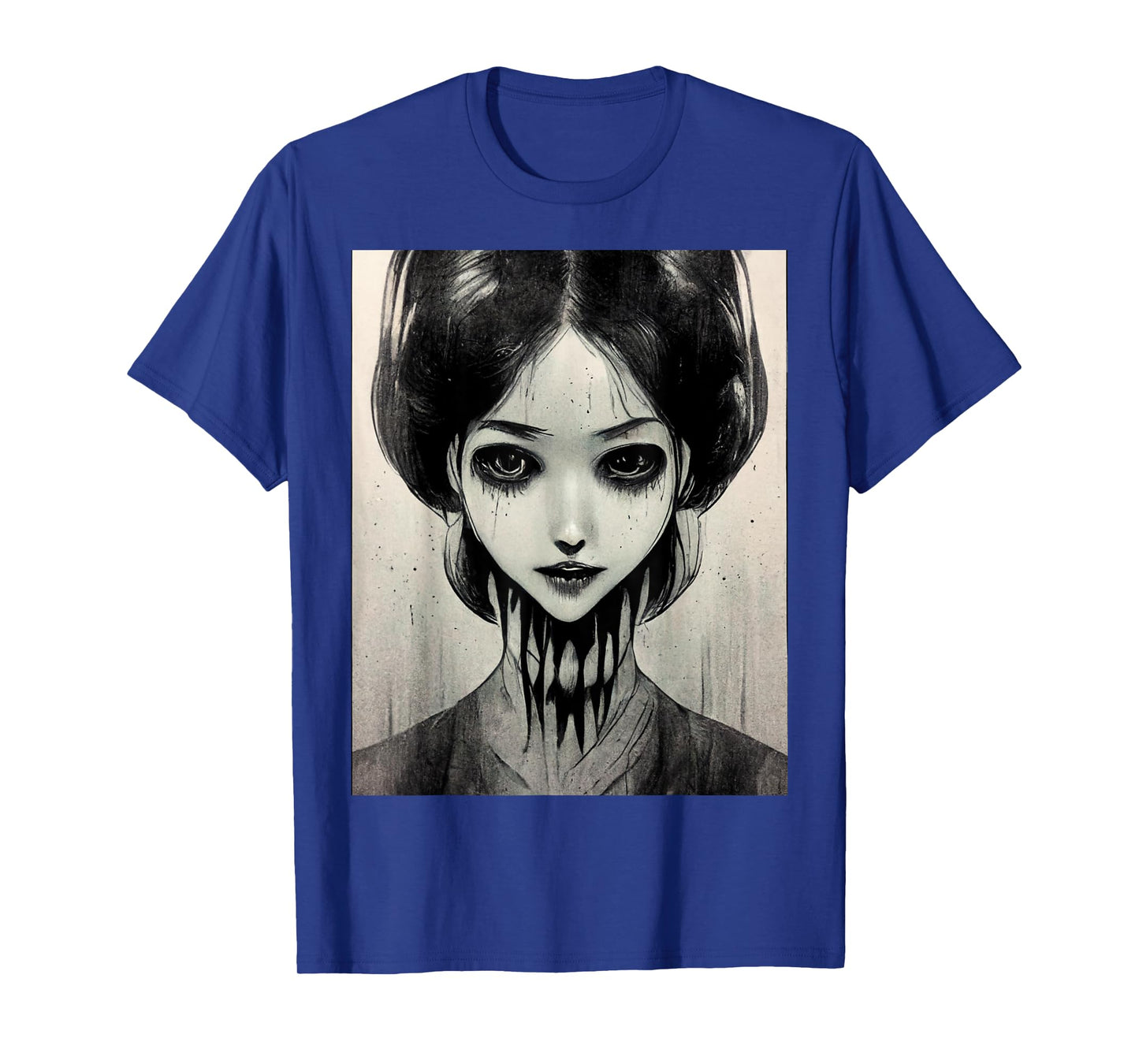 Creepy Horror Manga Anime Woman Eyes Halloween Art T-Shirt