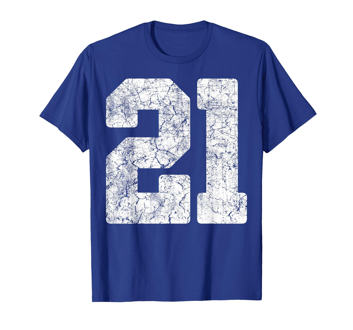 Distressed White Number 21 Jersey Player Uniform #21 Grunge T-Shirt