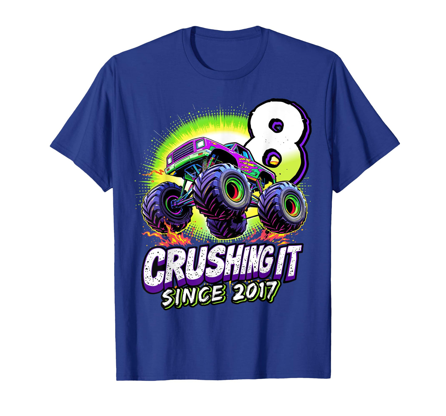 Birthday Monster Truck 8 year Old Boys 8th Party Born 2017 T-Shirt