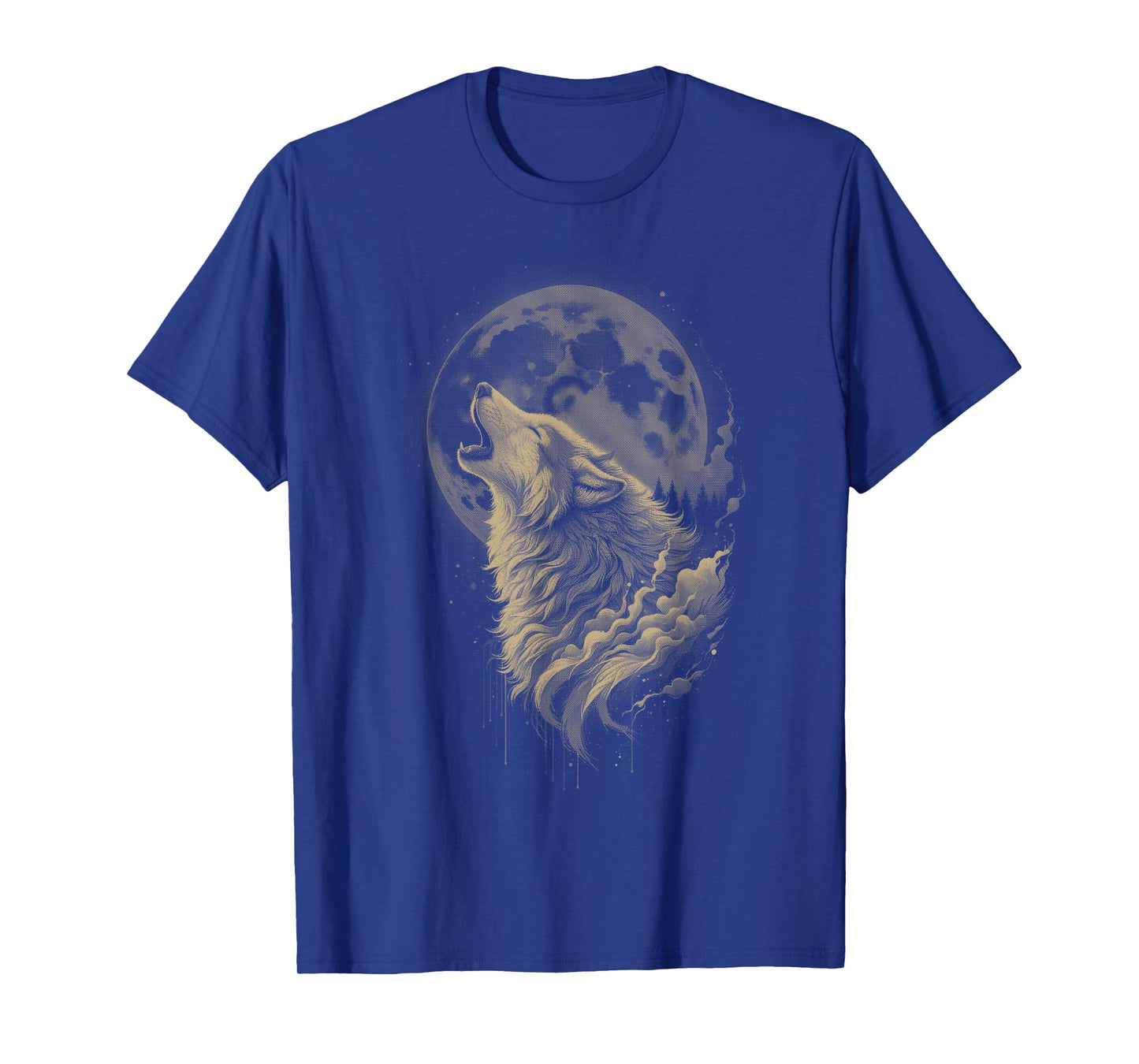 Wolf Forest Moon Vintage Cosmic Howling Wolf Lover Graphic T-Shirt