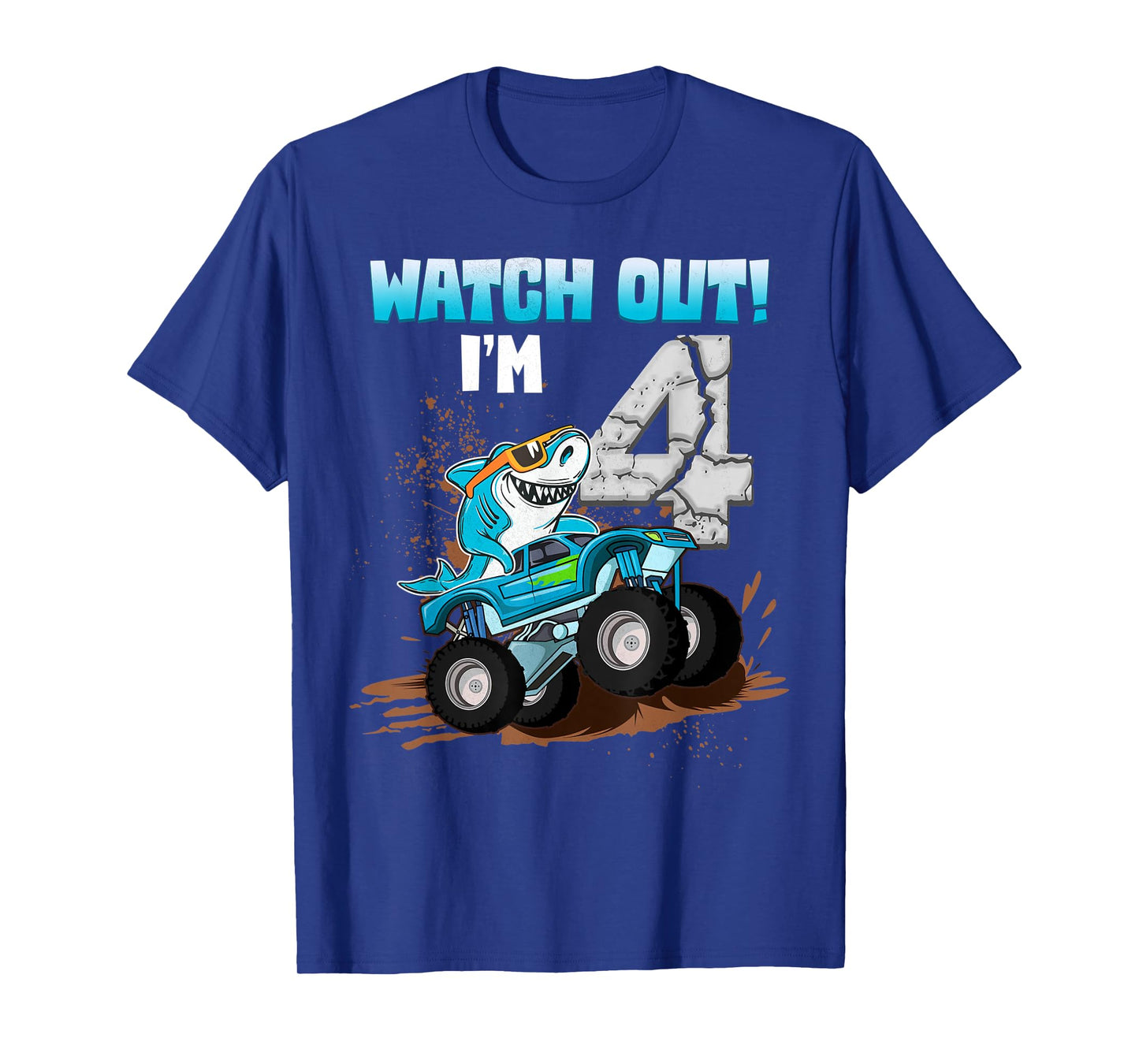 4 Years Old 4th Birthday Shark Boy Girl Monster Truck Gamer T-Shirt