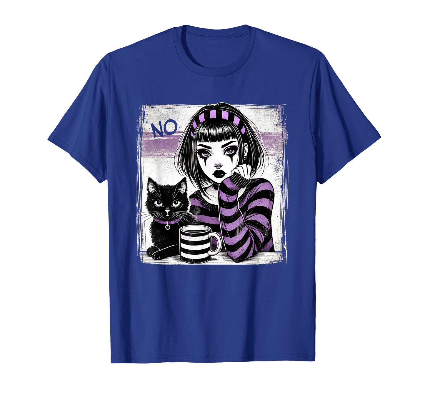 Punk Goth Girl with Coffee Punk Cat Girls T-Shirt