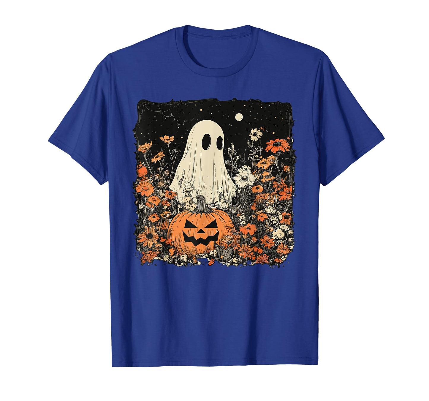 Vintage Floral Ghost Halloween Ghost in the Forest Gothic T-Shirt