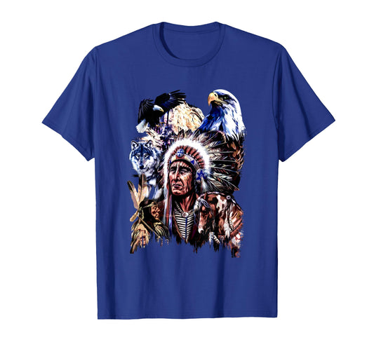 American Indigenous Art Native Indian Chief Headdress T-Shirt