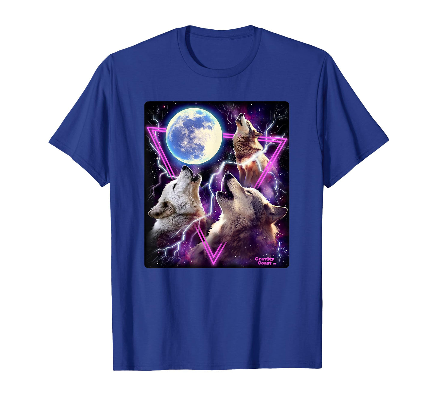 Epic Three Wolves Howling at the Moon 80's Poster style Wolf T-Shirt