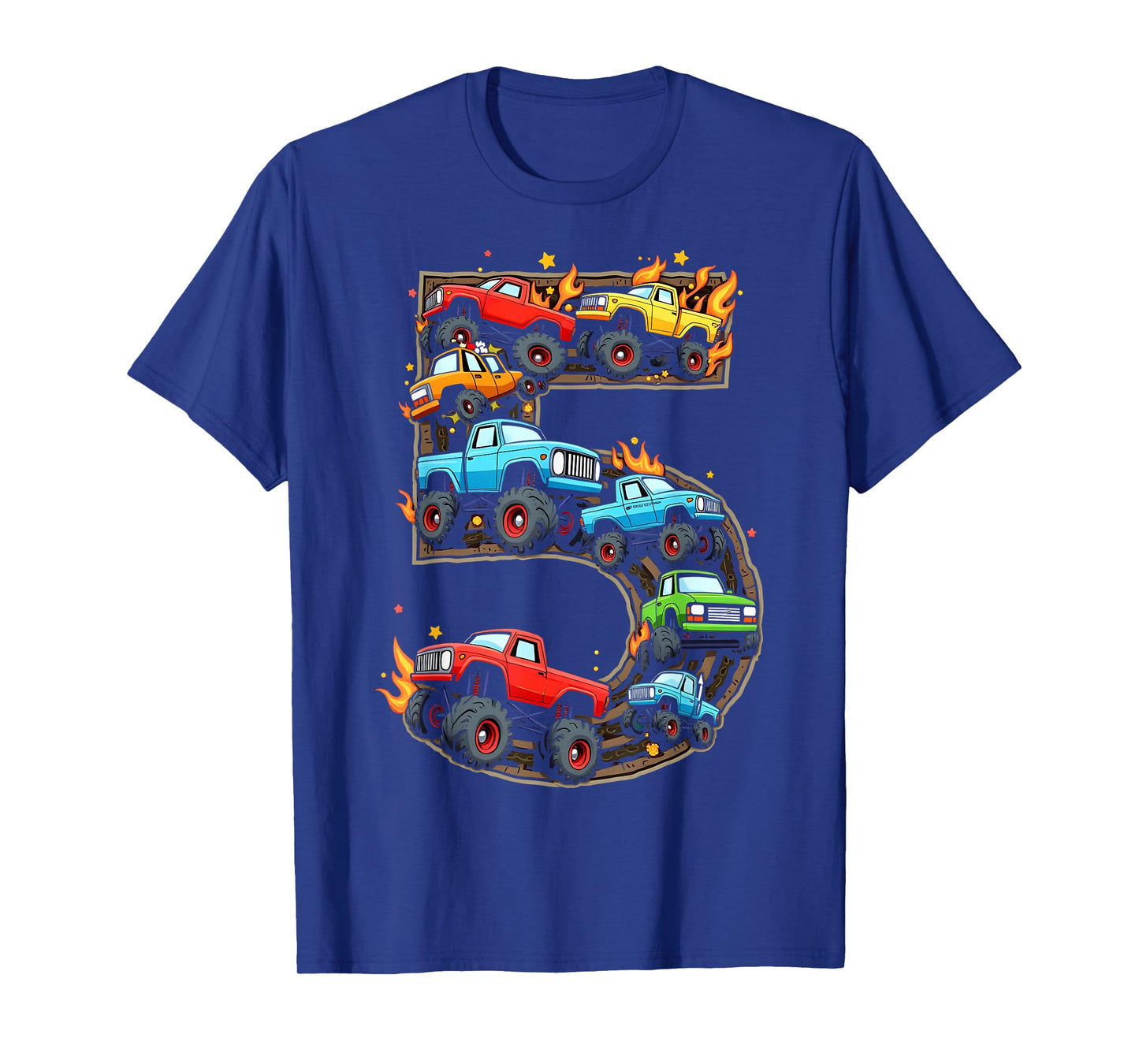 5 Year Old Monster Truck Boy Toddler 5th Birthday Party T-Shirt