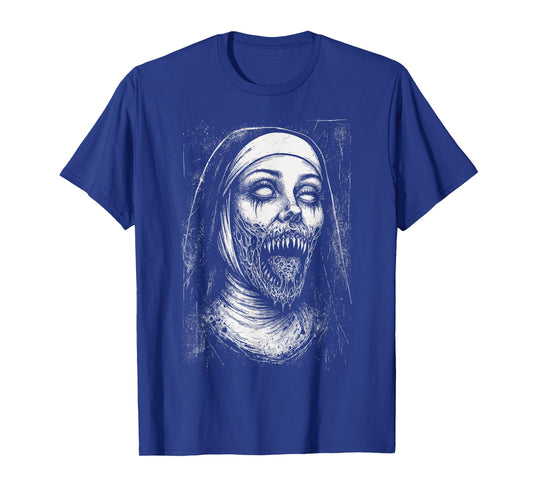 Horror Creepy Nun Demon Unholy Evil Occult Alt Scary Goth T-Shirt