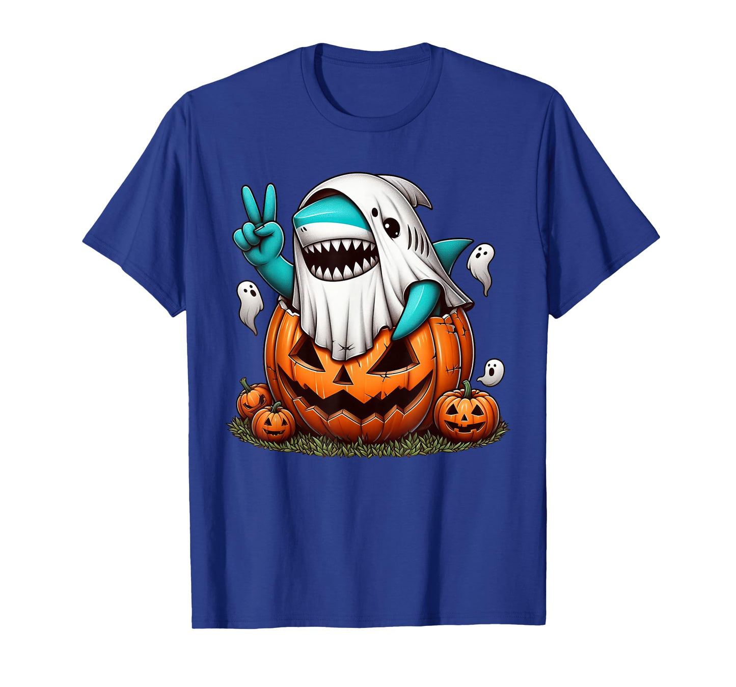 Funny Shark Boo Halloween Ghost Womens Mens Kids T-Shirt