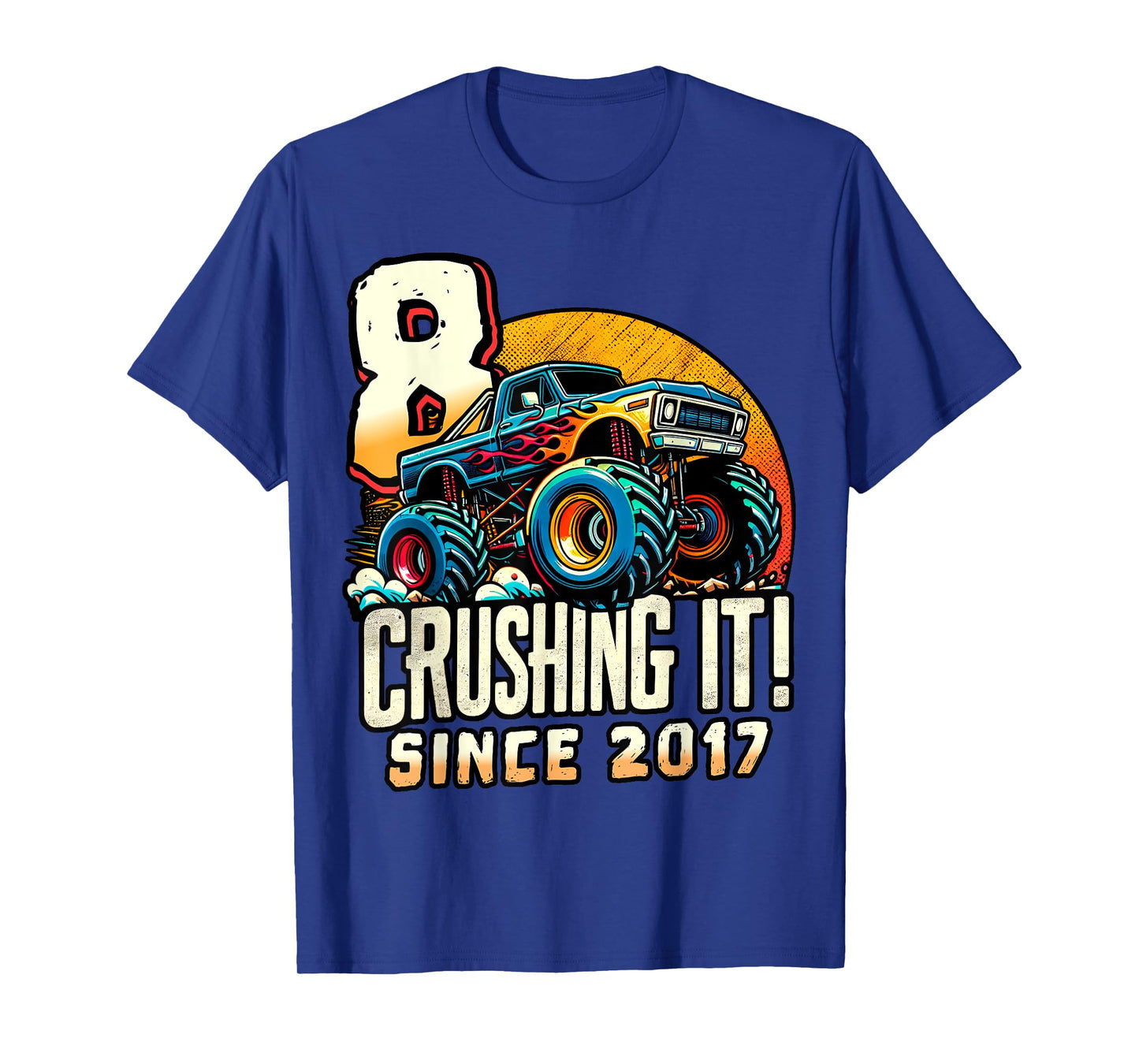 Birthday Monster Truck 8 year Old Boys 8th Party Born 2017 T-Shirt