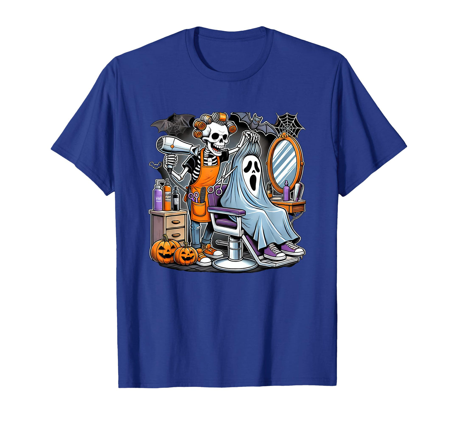 Halloween Skeleton Hairdresser Hairstylist T-Shirt
