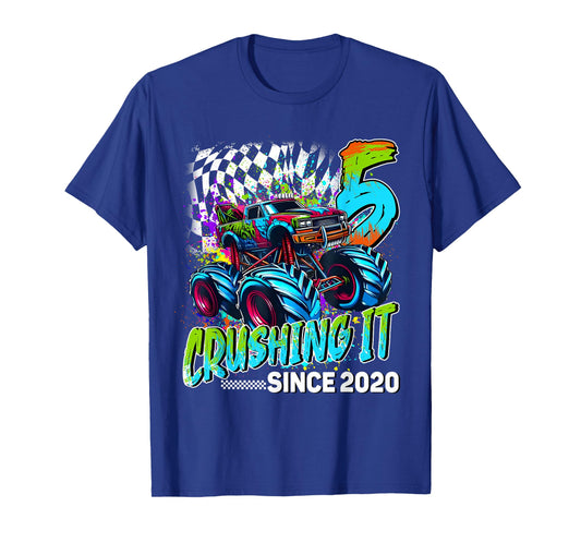 Monster Truck Crushing It 5th Birthday Since 2020 for Kids T-Shirt