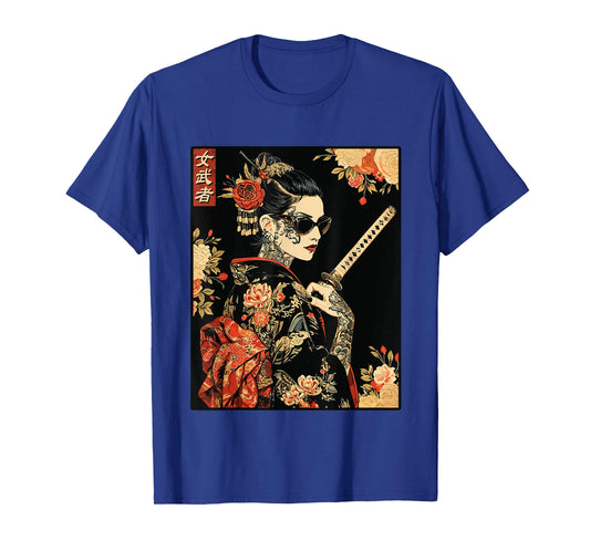 Japanese Gothic Samurai Art Woman With Katana Sword T-Shirt